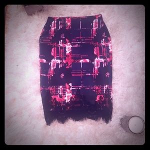 Navy Pencil skirt w/ lace hem